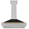 image:imageZLINE Autograph Edition 36 in Convertible Satin Stainless Steel Wall Mount Range Hood with Black Matte Shell and Polished Gold Handle KB4SNZBLM36G