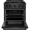 image:imageZLINE 30 in 42 cu ft Paramount Gas Range with Convection Gas Oven in Black Satin Stainless Steel with 4 Brass Burners SGRBSBR30