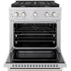 image:imageZLINE 30 in 42 cu ft Paramount Gas Range with Convection Gas Oven in Stainless Steel with 4 Brass Burners SGRBR30