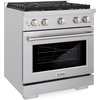 image:imageZLINE 30 in 42 cu ft Paramount Gas Range with Convection Gas Oven in Stainless Steel with 4 Brass Burners SGRBR30