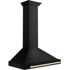 image:imageZLINE 36 in Autograph Edition Black Stainless Steel Wall Mount Range Hood With Polished Gold Handle BSKB4Z36G