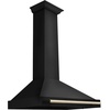 image:imageZLINE 36 in Autograph Edition Black Stainless Steel Wall Mount Range Hood With Polished Gold Handle BSKB4Z36G