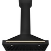 image:imageZLINE 36 in Autograph Edition Black Stainless Steel Wall Mount Range Hood With Polished Gold Handle BSKB4Z36G