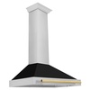 image:imageZLINE 36 in Autograph Edition Stainless Steel Range Hood with Black Matte Shell and Polished Gold Handle KB4STZBLM36G