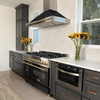 image:imageZLINE Autograph Edition 48 in Convertible Satin Stainless Steel Wall Mount Range Hood with Black Matte Shell and Polished Gold Handle KB4SNZBLM48G
