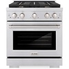 image:imageZLINE 30 in 42 cu ft Paramount Gas Range with Convection Gas Oven in Stainless Steel with 4 Brass Burners SGRBR30