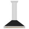 image:imageZLINE 36 in Autograph Edition Stainless Steel Range Hood with Black Matte Shell and Polished Gold Handle KB4STZBLM36G