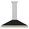 image:imageZLINE Autograph Edition 48 in Convertible Satin Stainless Steel Wall Mount Range Hood with Black Matte Shell and Polished Gold Handle KB4SNZBLM48G