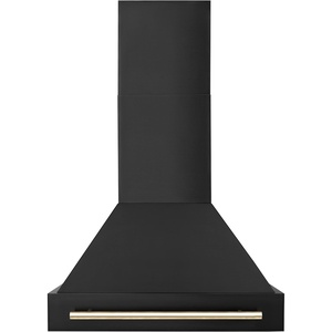 image:imageZLINE 30 Black Stainless Steel Range Hood with Polished Gold Handle BS655Z30G