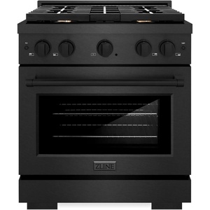 image:imageZLINE 30 in 42 cu ft Paramount Gas Range with Convection Gas Oven in Black Satin Stainless Steel with 4 Brass Burners SGRBSBR30