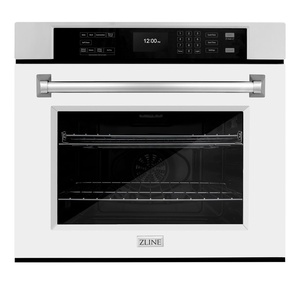 image:imageZLINE 30 in Professional True Convection Single Wall Oven with Air Fry and Self Clean in Stainless Steel with White Matte Door WASWM30